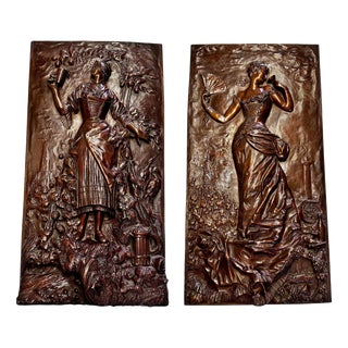 French School Artist, Female Allegories, 1890s, Bronze For Sale
