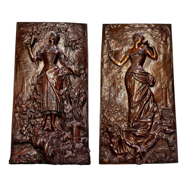 French School Artist, Female Allegories, 1890s, Bronze For Sale