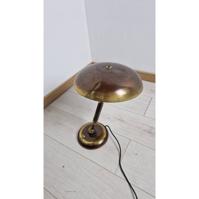 Brass Table Lamp Double-Joint Adjustable Tilting Lampshade, 1950s For Sale - Image 10 of 13