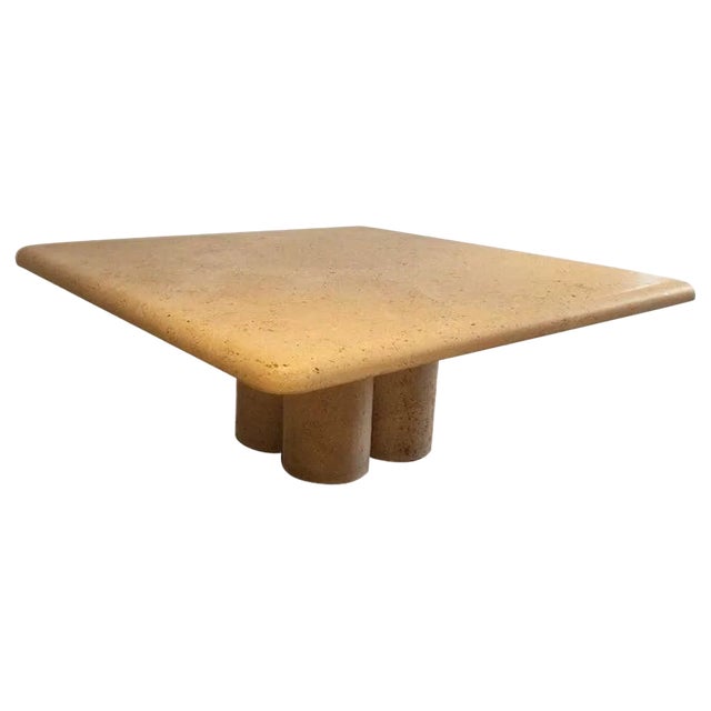 Square Travertine Coffee Table by Mario Bellini for Cassina, 1975 For Sale