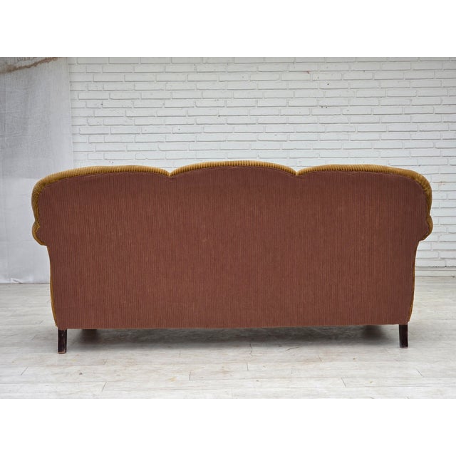 Danish Beech Three-Seater Sofa with Corduroy Upholstery, 1950s For Sale - Image 10 of 18