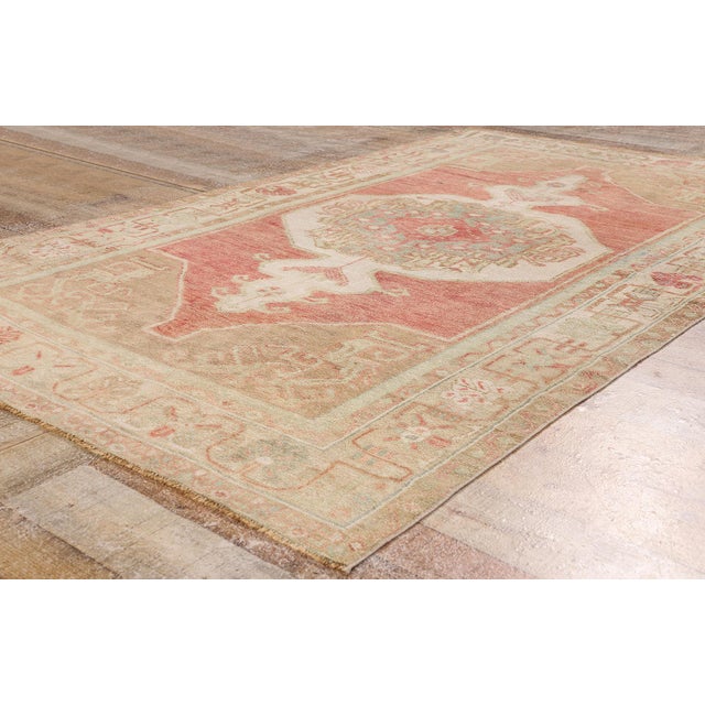 Red Vintage Turkish Oushak Rug, 04'04 X 07'04 For Sale - Image 8 of 10