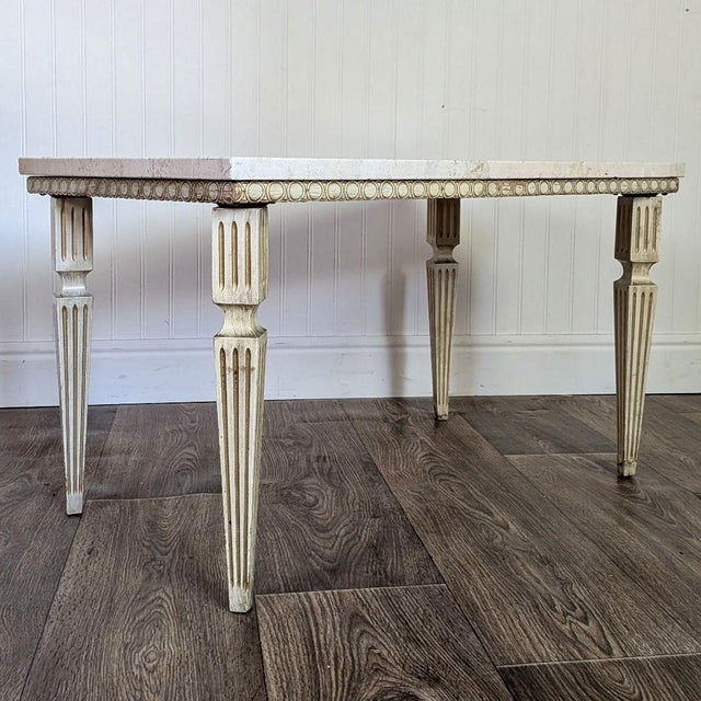 Late 20th Century Late 20th Century Hollywood Regency Vintage Travertine Side Table For Sale - Image 5 of 11