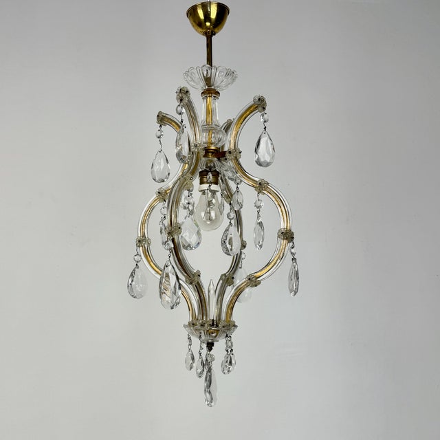 Salviati Small Maria Theresa Style Crystal Chandelier from Salviati, Italy, 1930s For Sale - Image 4 of 12