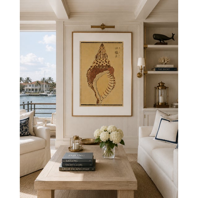 Paper Vintage Japanese Shell, Woodblock Print Reproduction, 40" X 60" For Sale - Image 7 of 12