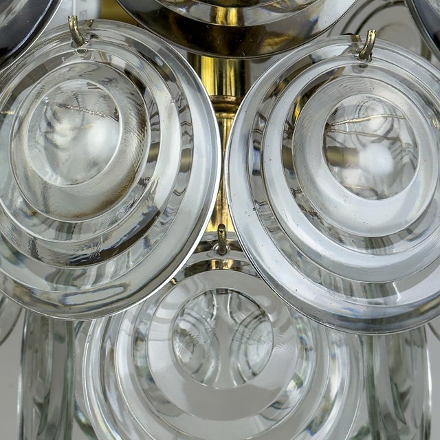 Vintage Glass Disc Chandelier, Italy 1970s For Sale - Image 18 of 18