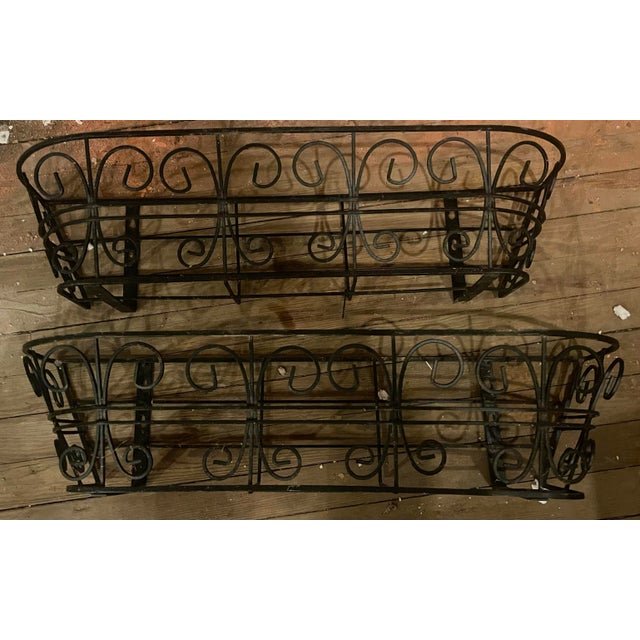 Mid-20th Century Wrought Iron Wall Planters, Pair of Decorative Boxes For Sale - Image 11 of 12