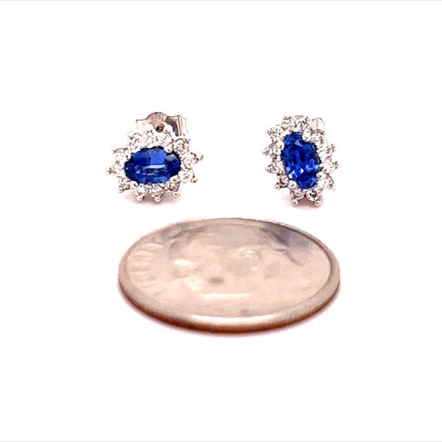 Natural Sapphire Diamond Stud Earrings 14k Gold 0.84 TCW Certified For Sale In New York - Image 6 of 8