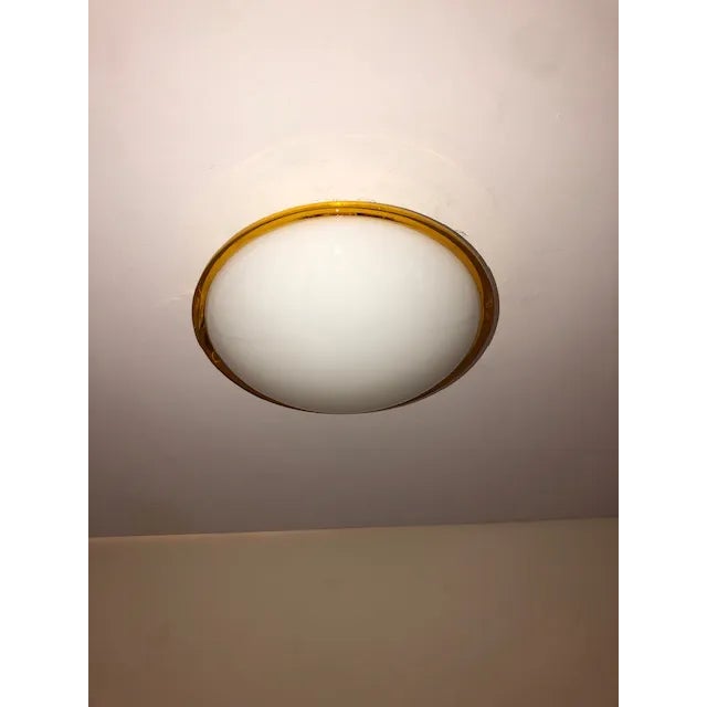 Modern 1990 Murano Wall-Ceiling Lamp White-Amber For Sale - Image 11 of 12