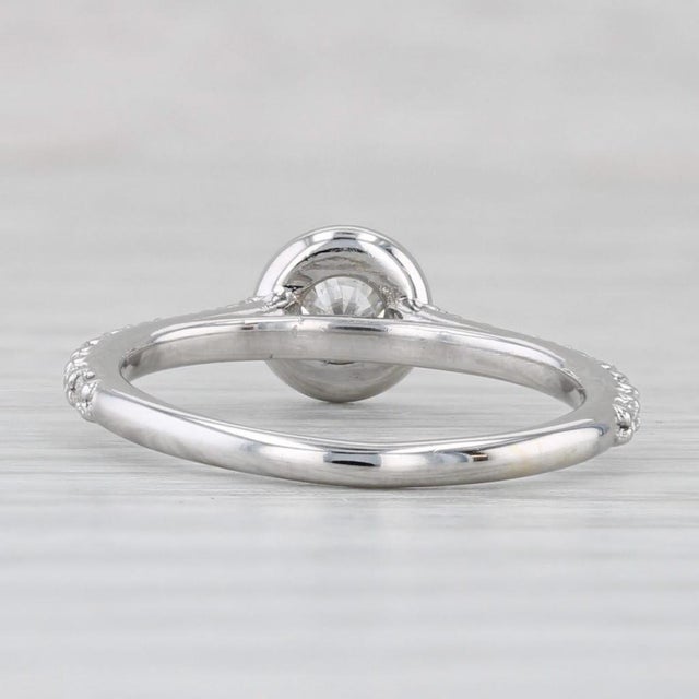 Modern 0.70ctw Round Bezel Set Diamond Engagement Ring 14k White Gold Size 4.5 For Sale - Image 3 of 8