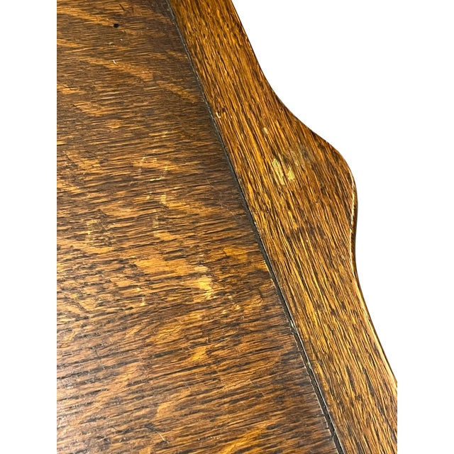 Antique English Jacobean Style Oak Flip Top Game Table Bar Cart Carved Frieze For Sale - Image 11 of 18