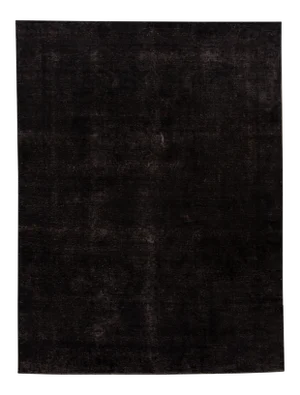 Mid-20th Century Vintage Distressed Balck Overdyed Wool Rug