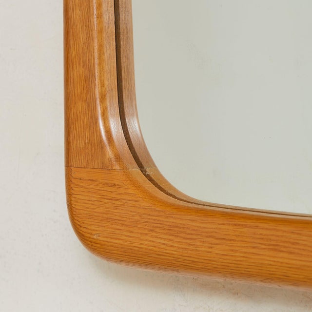 1960s French Oak + Inlaid Wood Wall Mirror, 1960s For Sale - Image 5 of 8