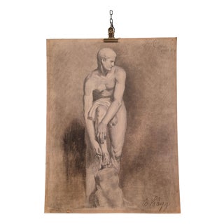 Ellen Hägg, Nude Study Sketch, 1894, Drawing in Charcoal For Sale