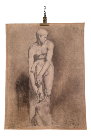 Ellen Hägg, Nude Study Sketch, 1894, Drawing in Charcoal