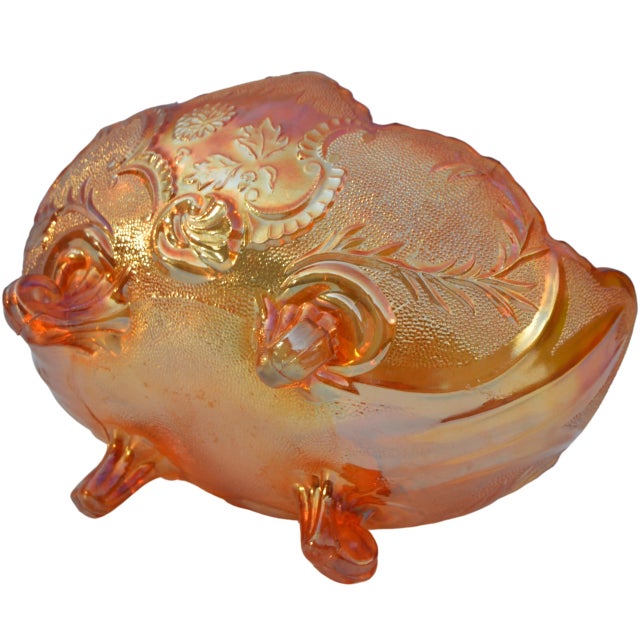 Orange Mid-Century Orange Textured-Glass Centerpiece For Sale - Image 8 of 9