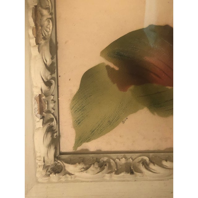 1940s Benjamin Jorj Harris Yellow Lillys Airbrushed Painting For Sale - Image 10 of 17