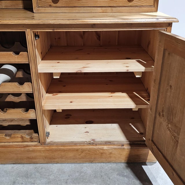 Wood Vintage English Pine Kitchen Dresser With Plate Rack & Wine Storage For Sale - Image 7 of 13