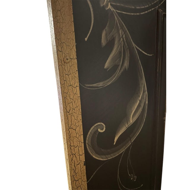 Vintage Extra Large 1970s French Style Hand-Painted Mirror With Cast Metal Gilded Bird & Urn Crest- 76” For Sale - Image 10 of 12
