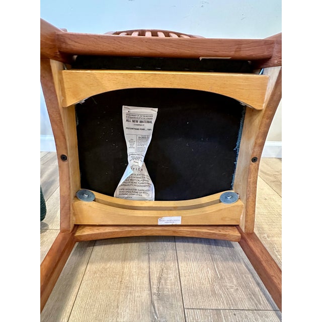 Wood Set of Two Teak, Slat-Back, Mid 20th Century Dining Chairs by Benny Linden, Rare Six Rails For Sale - Image 7 of 7