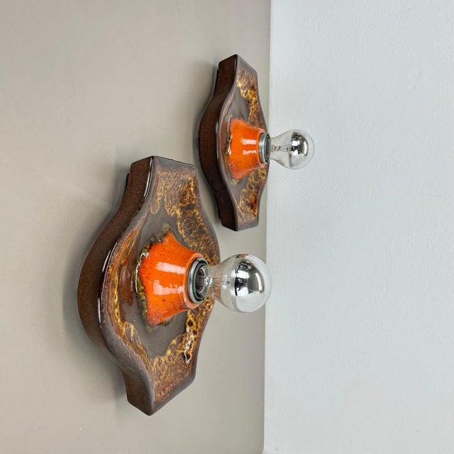 Fat Lava Ceramic Wall Lights from Hustadt Leuchten, Germany, 1970s, Set of 2 For Sale - Image 4 of 18