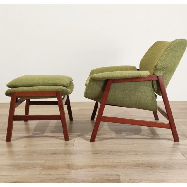1950s Armchair and Ottoman Mod. 849/849s by Gianfranco Frattini for Cassina, 1950s, Set of 2 For Sale - Image 5 of 12