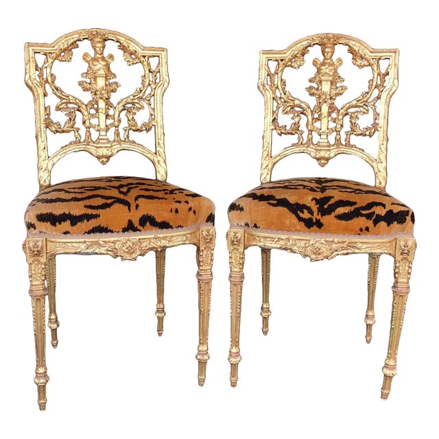 Hand Carved Wood Chairs A Pair Chairish