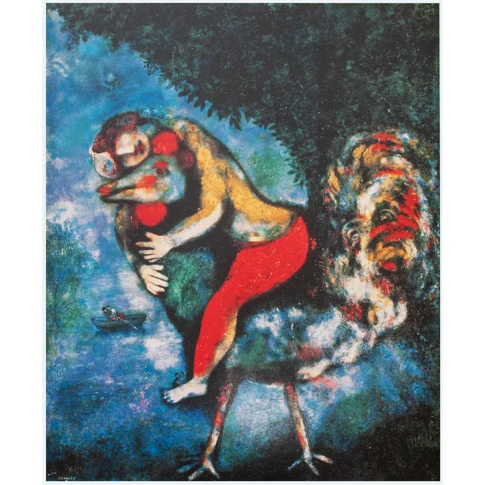 【ヴィンテージ 】Marc Chagall 1949年ポピーフレーム入りポスター 1993-marc-chagall-the-cock-