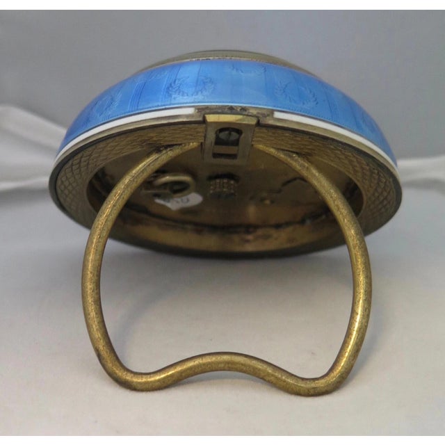 1920s Art Deco Period Continental Enamel over Sterling Silver Desk Clock For Sale - Image 4 of 6