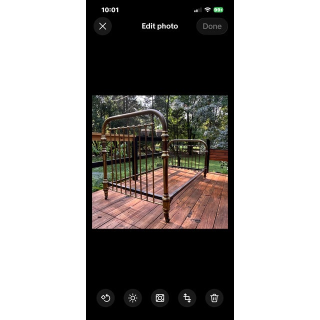 Antique Mixed-Metal Twin Bed Frame With Brass Accents For Sale - Image 13 of 16