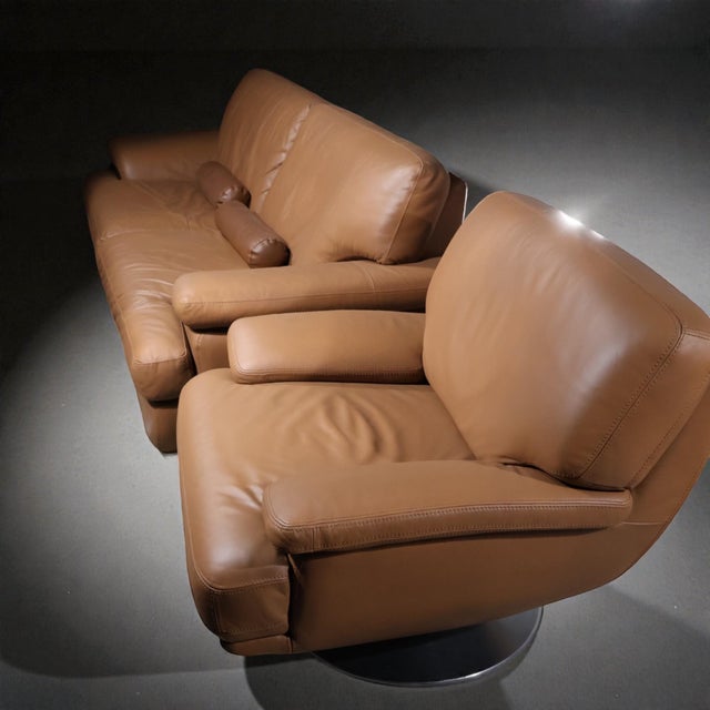 Animal Skin Loom Sculptural Leather Sofa & Lounge Chair Set For Sale - Image 7 of 8