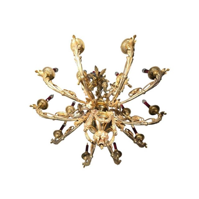19th-Century French Gilded Bronze Chandelier 16 Lights, 1860s For Sale - Image 13 of 18