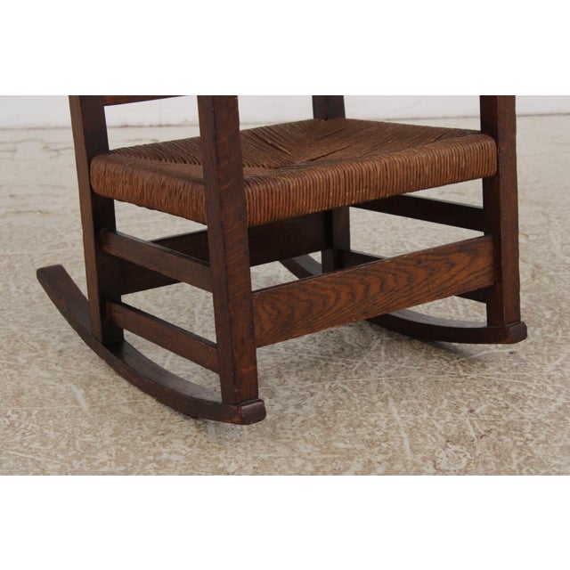 Gustav Stickley Antique Mission Oak Youth Diminutive Rocking Chair For Sale - Image 12 of 15