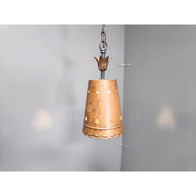 Metal Brutalist Copper Pendant Light, 1970s For Sale - Image 7 of 11