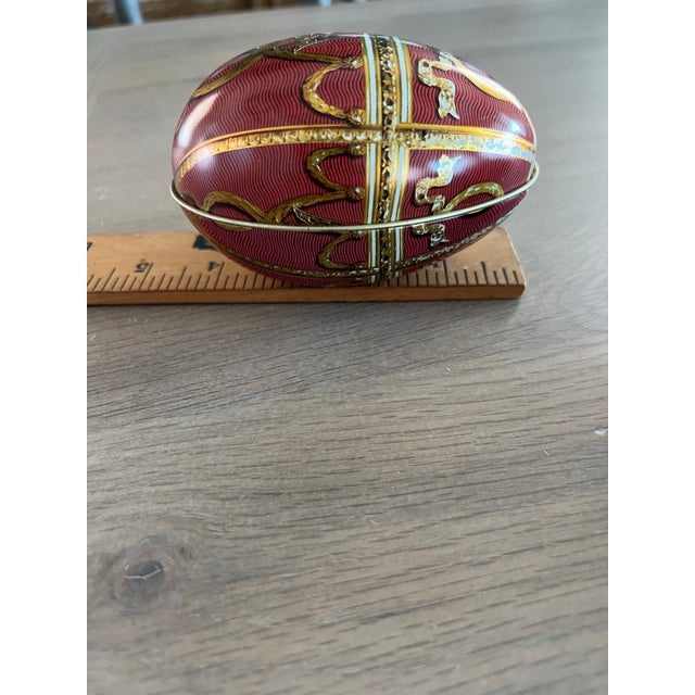 2000 - 2009 Vintage Tin Litho Easter Egg With Traditional Style Decorative Pattern a Pair For Sale - Image 5 of 10