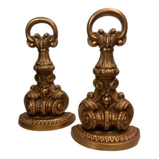 Vintage Borghese Style Hollywood Regency Brass Doorstop / Bookends - a Pair For Sale