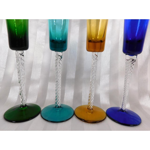 1960s 1960s Stemmed Cordial Glasses With Twisted Glass Stems- Set of 4 For Sale - Image 5 of 5