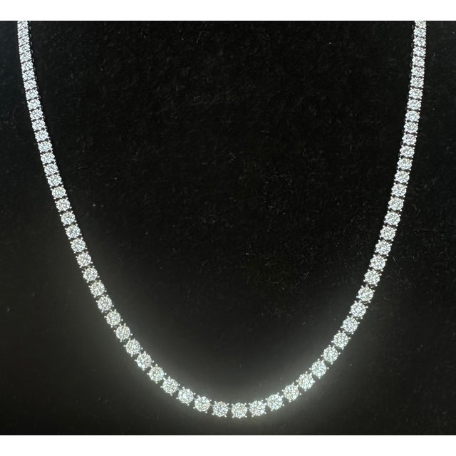 18k Gold Natural Diamond Tennis Necklace 41 Inch Rope Long White Opera Length For Sale - Image 9 of 18