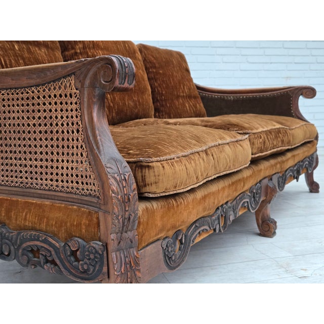 Brown Danish 3-Seater Sofa in Velour and Ash, 1930s For Sale - Image 8 of 18