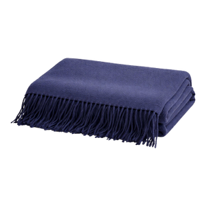 Classic Deep Navy Blue Ralph Lauren Home Cashmere Wool Blend Throw Blanket Home Decor