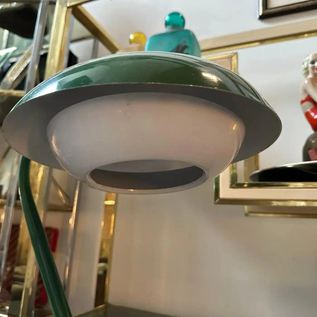 Green 1960s Stilnovo Style Mid-Century Modern Green Painted Metal Italian Table Lamp For Sale - Image 8 of 12