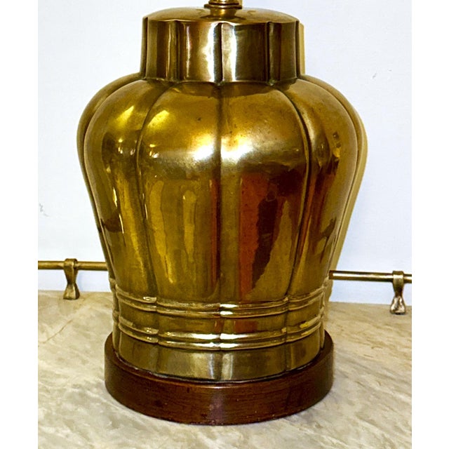 Wood Mid 20th Century Frederick Cooper Brass Table Lamp For Sale - Image 7 of 10