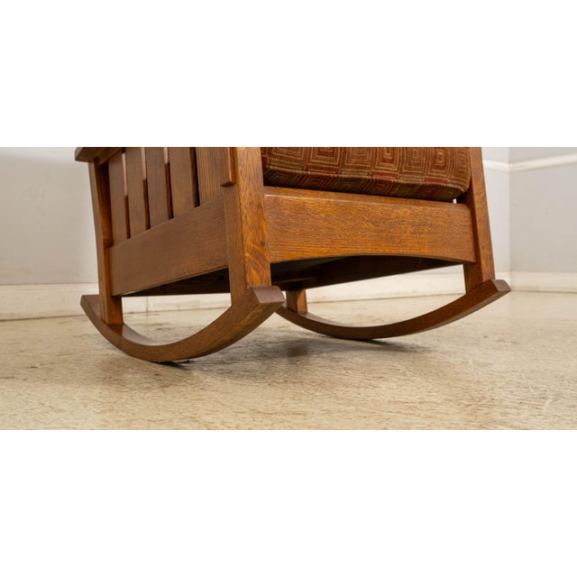 Stickley Upholstered Large Mission Oak Rocking Chair For Sale - Image 10 of 18