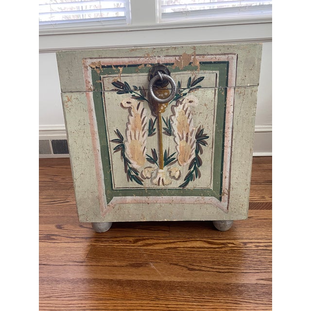 Painted Accent Cube Table With Storage For Sale - Image 4 of 9