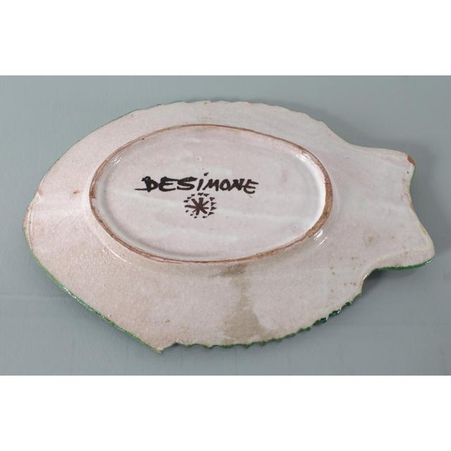 Green Mid-Century Glazed Ceramic Fish Plates from from De Simone, Italy, 1960s, Set of 7 For Sale - Image 8 of 12