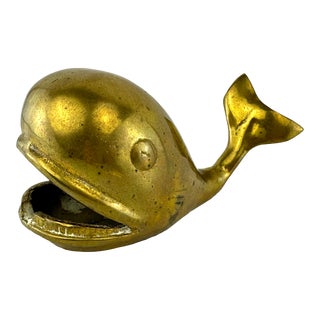 Vintage Mid Century Brass Whale For Sale