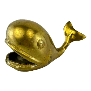 Vintage Mid Century Brass Whale