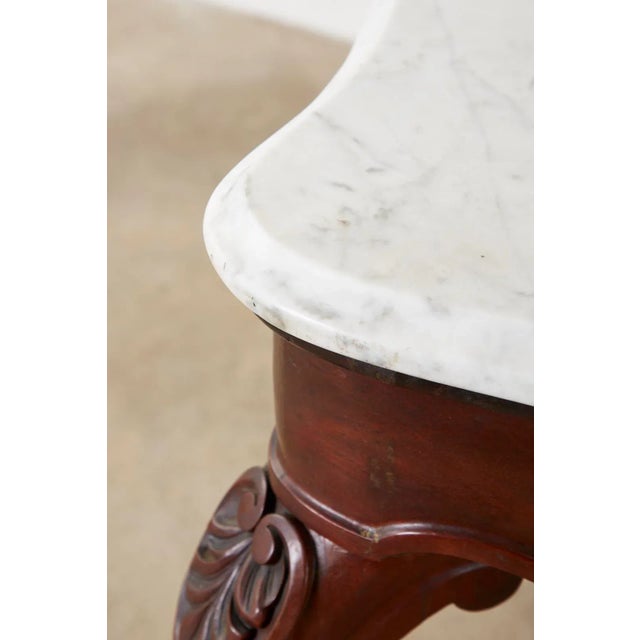19th Century English Victorian Marble-Top Library Writing Table For Sale - Image 4 of 13