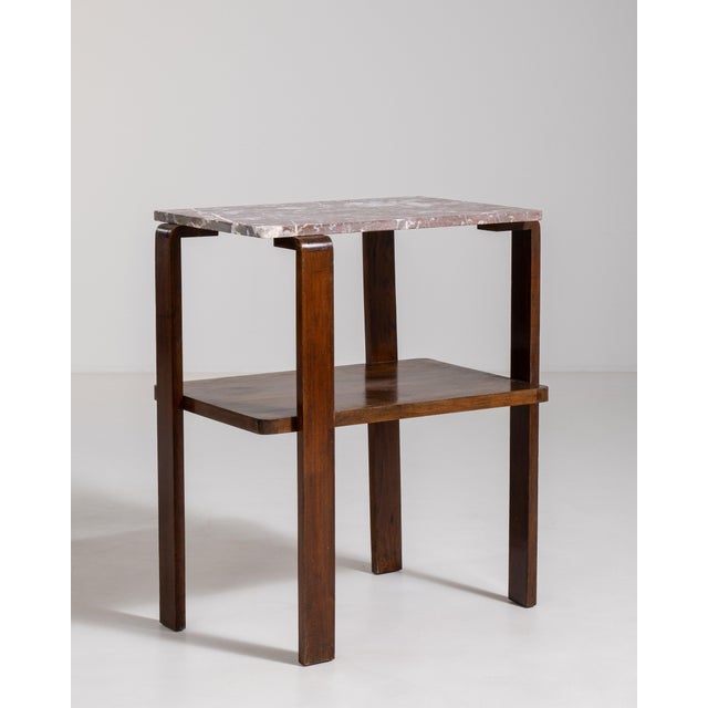 1930s Art Deco Side Table with Marble Top, Antique, France, Circa 1930 For Sale - Image 5 of 13