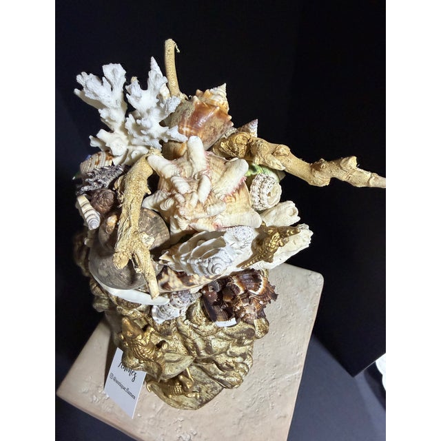 2020s Celestial Meets the Sea-Shell Encrusted Bust-Coastal Art Sculpture For Sale - Image 5 of 11